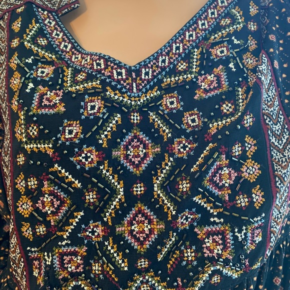 BEADED BOHO PEASANT DRESS Style & Co NWT - Picture 5 of 9